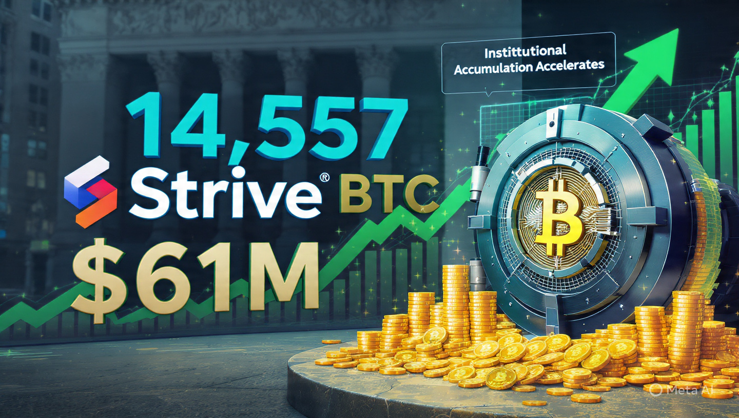 Strive Expands Bitcoin Holdings to 14,557 BTC After $61M Purchase — Institutional Accumulation Accelerates