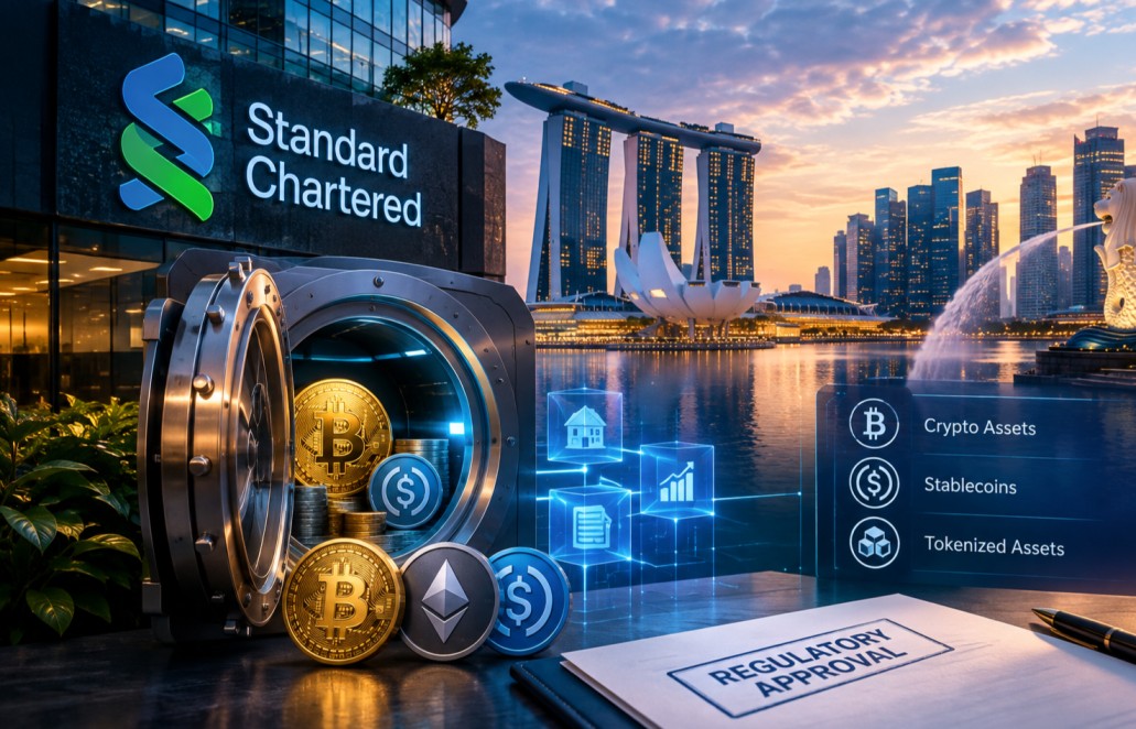 Standard Chartered Eyes Singapore Crypto Custody for Stablecoins and Tokenized Assets, Awaiting Regulatory Approval